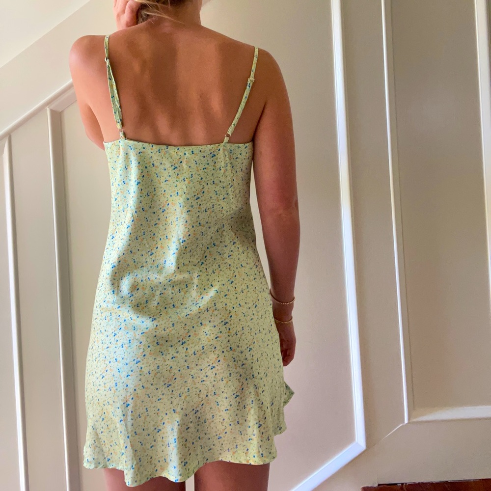 Princess Polly Mini Dress Green Floral Size 4 (Small)